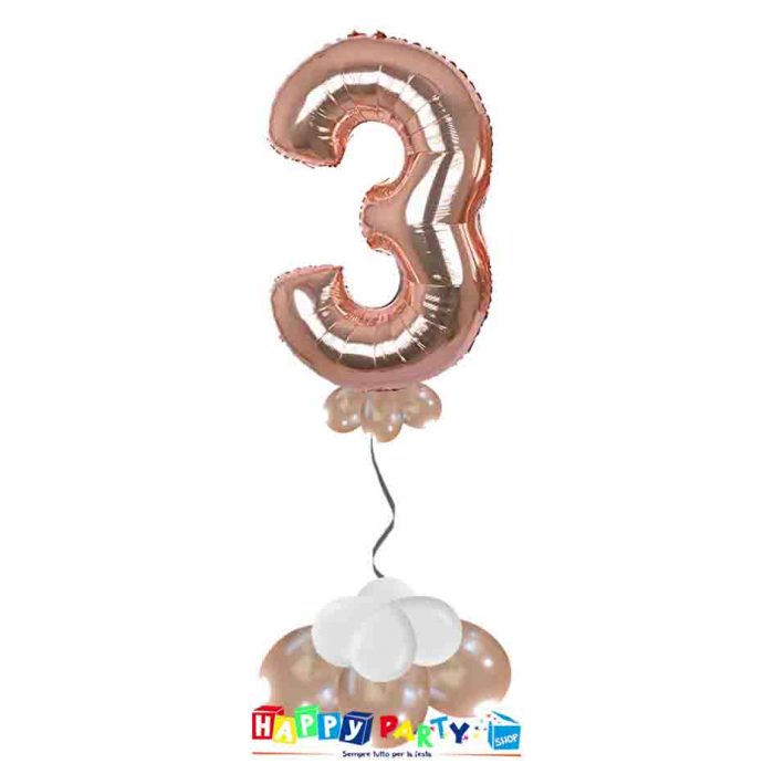 palloncini base da terra numeri singoli mylar 3 anni rosa gold