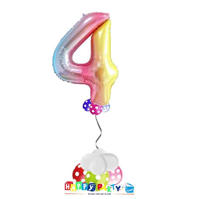 palloncini base da terra numeri singoli mylar 4 anni arcobaleno