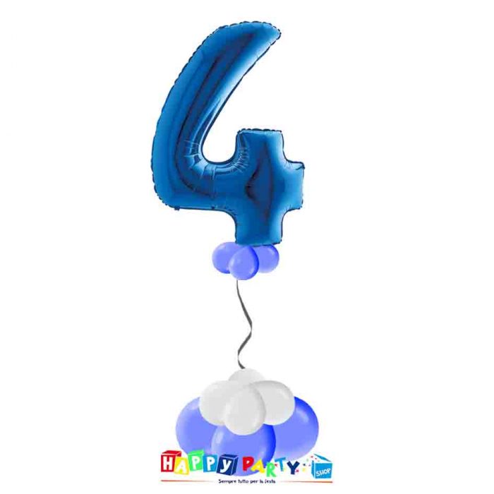 palloncini base da terra numeri singoli mylar 4 anni blu