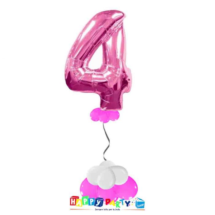 palloncini base da terra numeri singoli mylar 4 anni fuxia