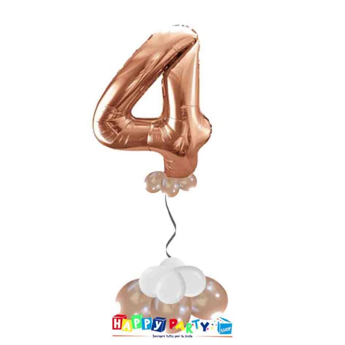 palloncini base da terra numeri singoli mylar 4 anni rosa gold