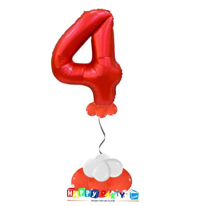 palloncini base da terra numeri singoli mylar 4 anni rosso