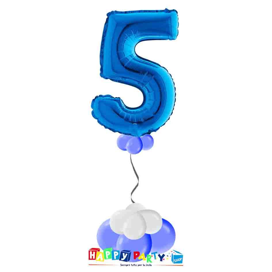 Composizione Palloncino Numero Grande 5 anni * Happy Party Shop *