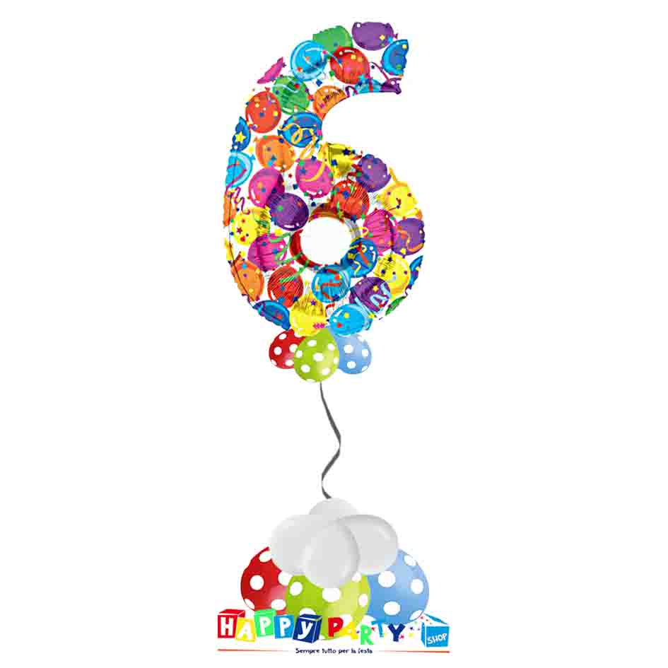 Composizione Palloncino Numero Grande 6 anni * Happy Party Shop *