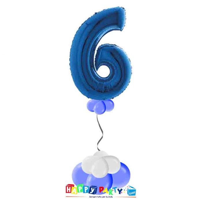 palloncini base da terra numeri singoli mylar 6 anni blu