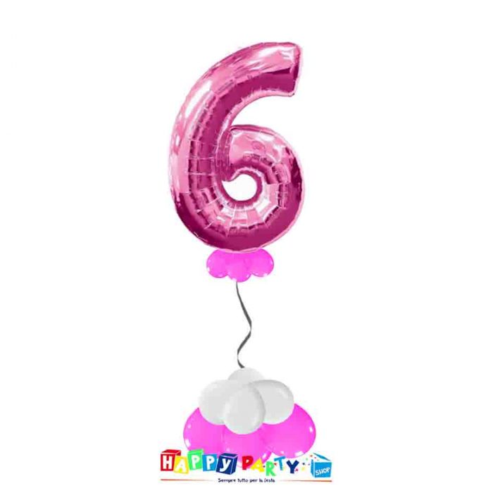 palloncini base da terra numeri singoli mylar 6 anni fuxia