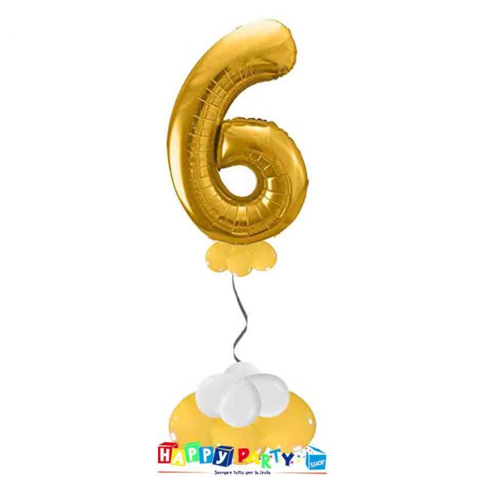 palloncini base da terra numeri singoli mylar 6 anni oro