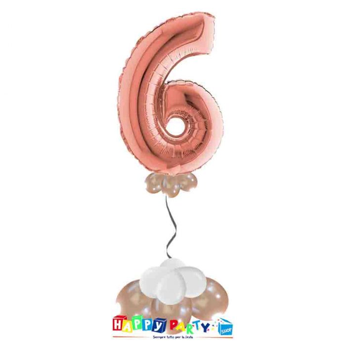 palloncini base da terra numeri singoli mylar 6 anni rosa gold