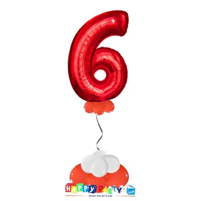 palloncini base da terra numeri singoli mylar 6 anni rosso