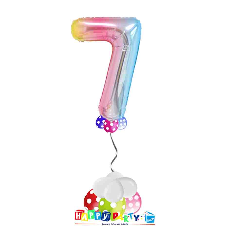 Composizione Palloncino Numero Grande 7 anni * Happy Party Shop *