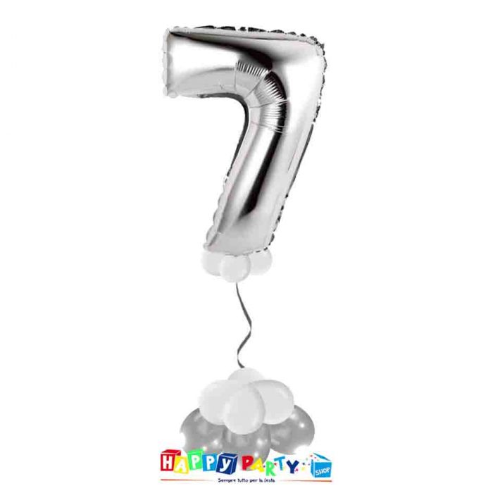 palloncini base da terra numeri singoli mylar 7 anni argento