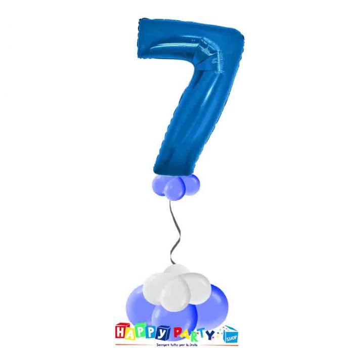 palloncini base da terra numeri singoli mylar 7 anni blu