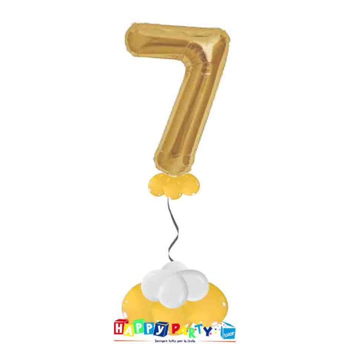 palloncini base da terra numeri singoli mylar 7 anni oro