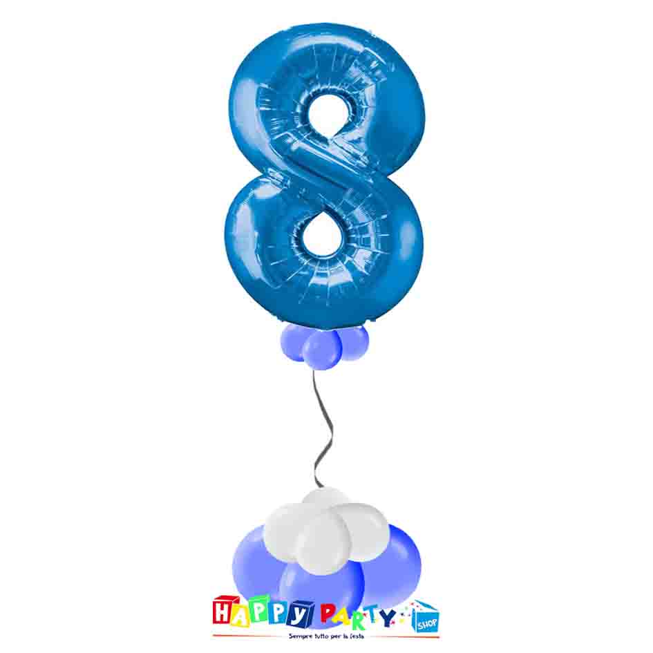 Composizione Palloncino Numero Grande 8 anni * Happy Party Shop *