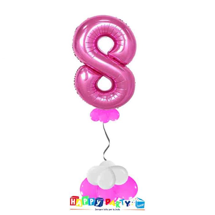 palloncini base da terra numeri singoli mylar 8 anni fuxia