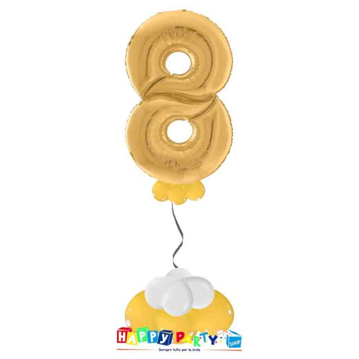 palloncini base da terra numeri singoli mylar 8 anni oro