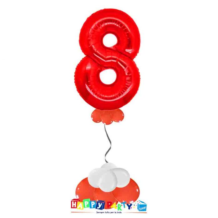 palloncini base da terra numeri singoli mylar 8 anni rosso