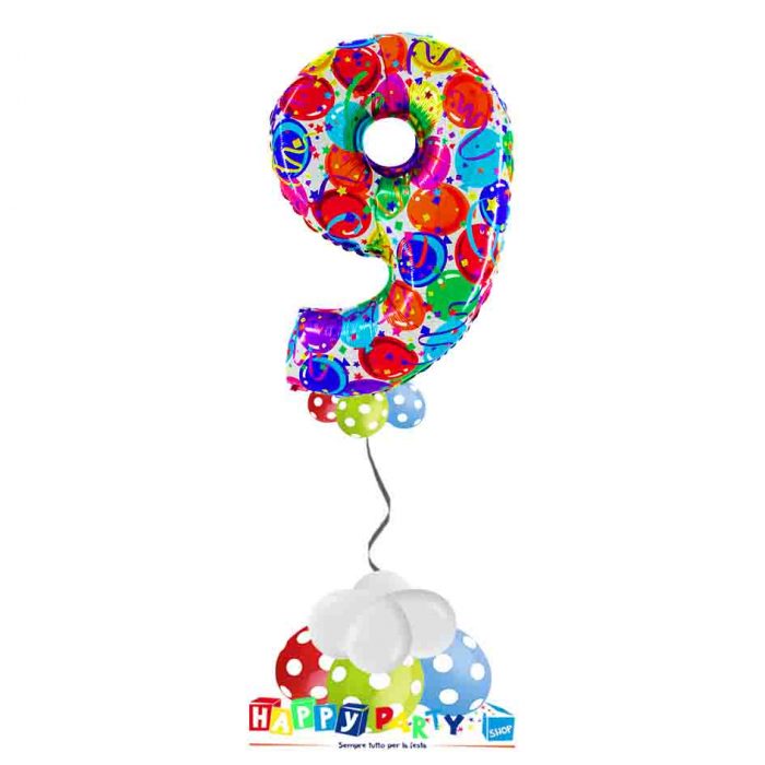 palloncini base da terra numeri singoli mylar 9 anni balloon multicolor