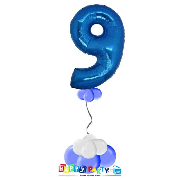 palloncini base da terra numeri singoli mylar 9 anni blu