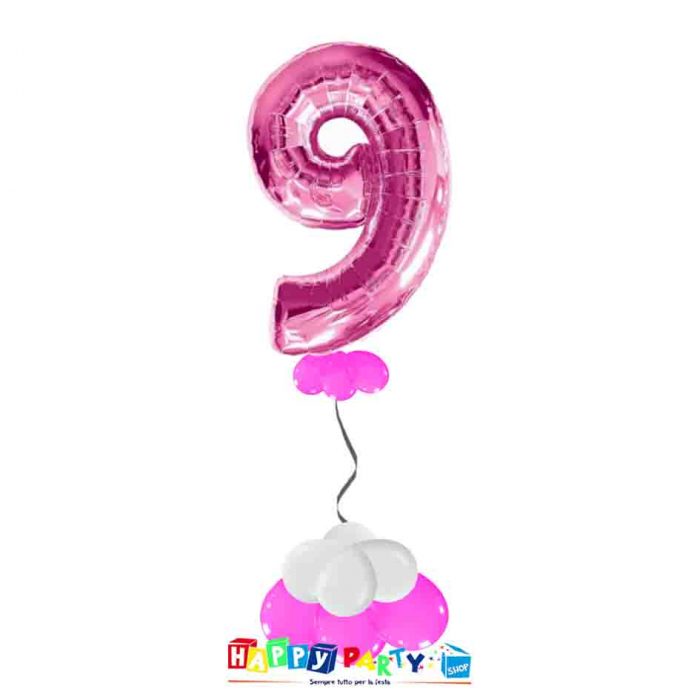 palloncini base da terra numeri singoli mylar 9 anni fuxia