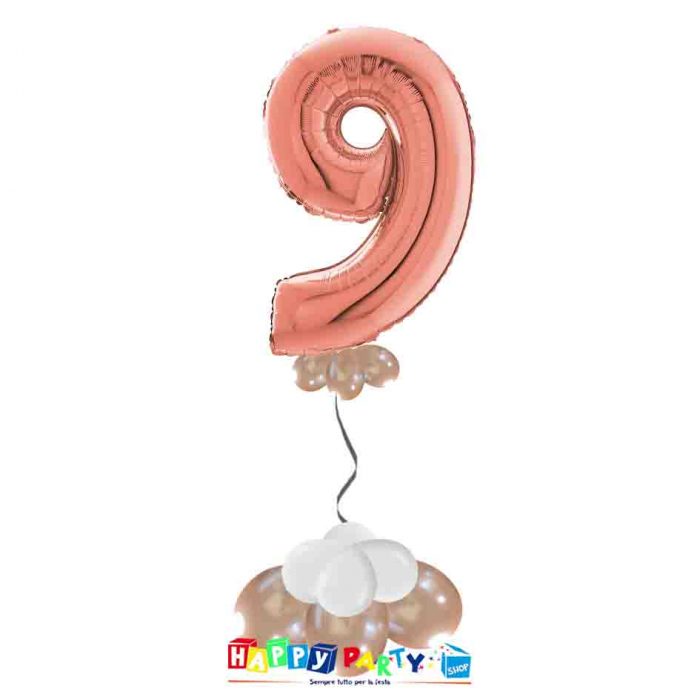 palloncini base da terra numeri singoli mylar 9 anni rosa gold