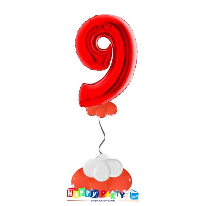 palloncini base da terra numeri singoli mylar 9 anni rosso