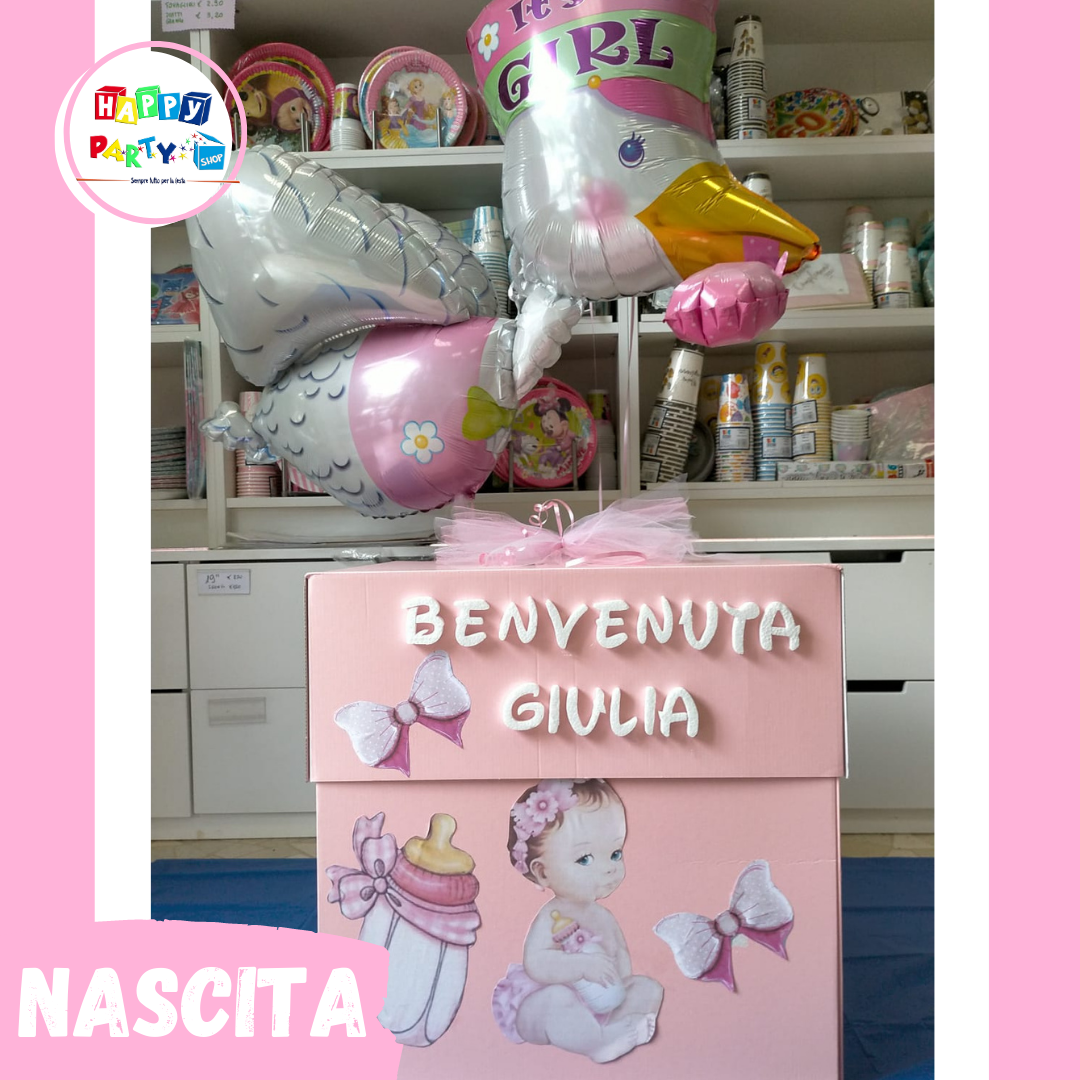 Allestimento palloncini special nascita cicogna *Happy Party Shop *