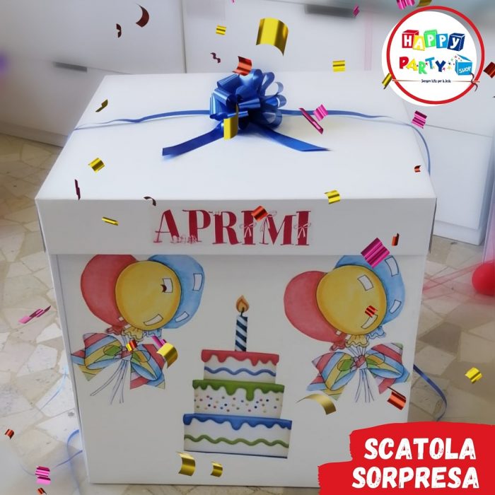 scatola regalo con palloncini