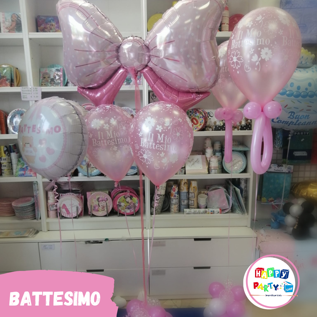 Allestimento palloncini special battesimo rosa *Happy Party Shop *