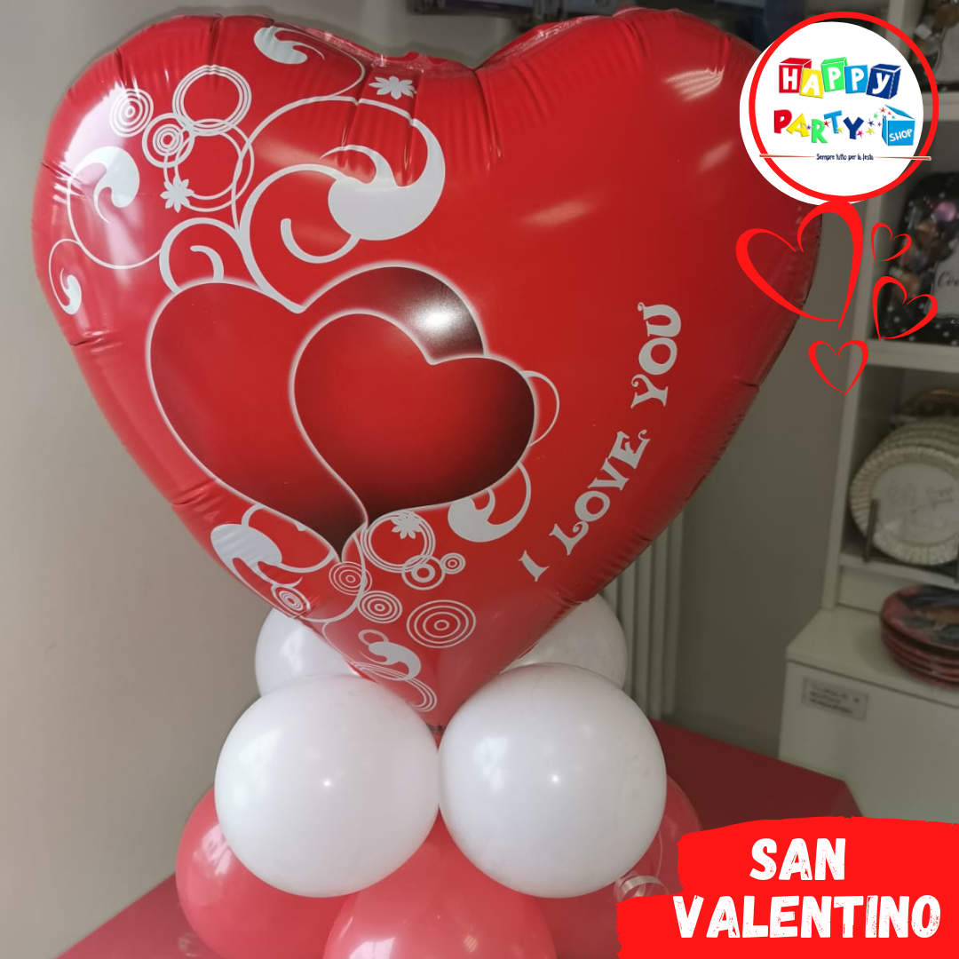 Composizione Centrotavola Palloncino cuore san valentino i love you