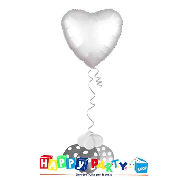 composizione palloncino cuore bianco