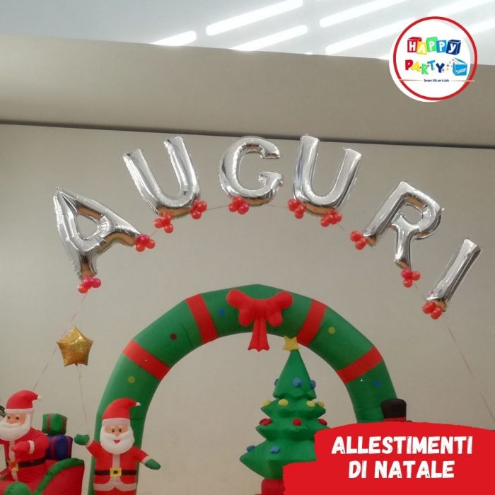 allestimenti palloncini scritta auguri natale argento